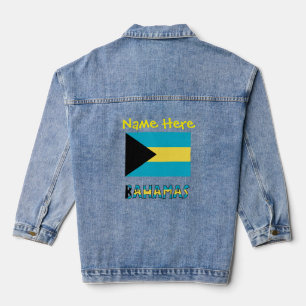 Bahamas and Bahamian Flag Yellow Personalization Denim Jacket