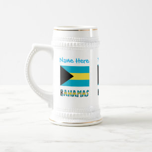 Bahamas Bahaman Flag Blue Personalization Beer Stein