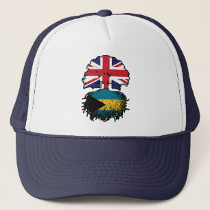 Bahamas Bahamian British UK Tree Roots Flag Trucker Hat