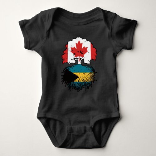 Bahamas Bahamian Canadian Canada Tree Roots Flag Baby Bodysuit