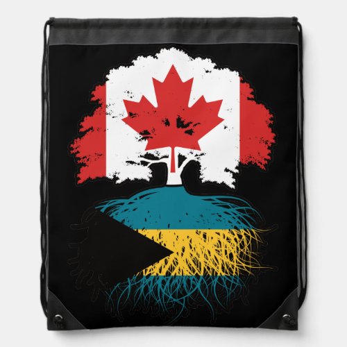 Bahamas Bahamian Canadian Canada Tree Roots Flag Drawstring Bag