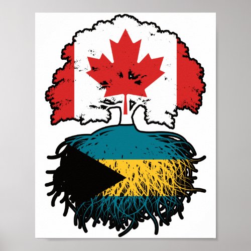 Bahamas Bahamian Canadian Canada Tree Roots Flag Poster