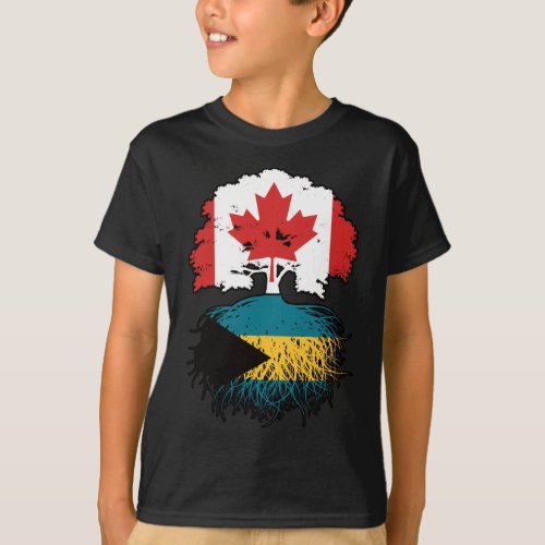 Bahamas Bahamian Canadian Canada Tree Roots Flag T_Shirt