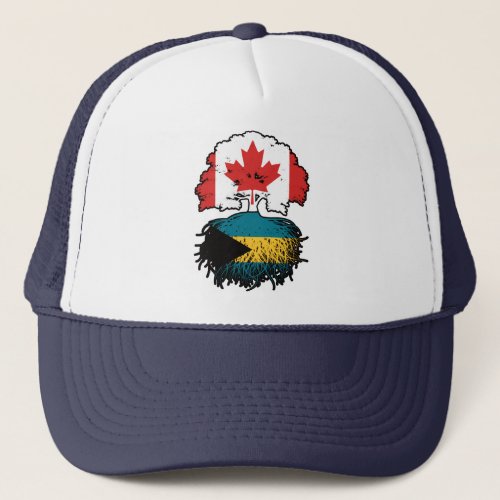 Bahamas Bahamian Canadian Canada Tree Roots Flag Trucker Hat