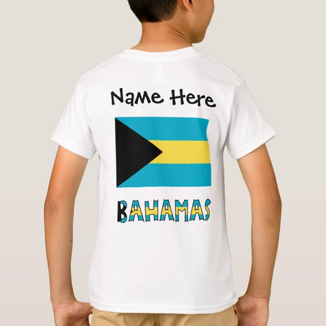 Bahamas Bahamian Flag Black Personalization  T-Shirt (Back)