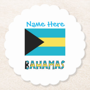 Bahamas Bahamian Flag Blue Personalization Party Paper Coaster
