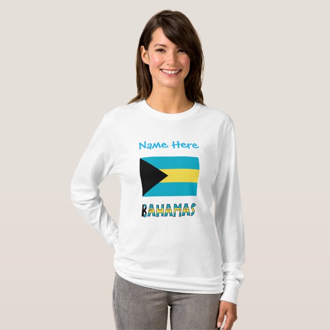 Bahamas Bahamian Flag Blue Personalization  T-Shirt (Front Full)