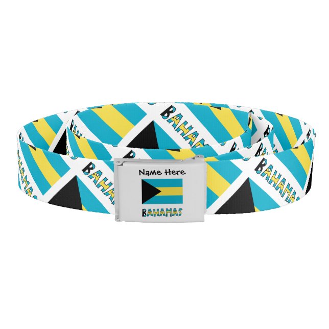 Bahamas Bahamian Flag Personalized  Belt (Coil)