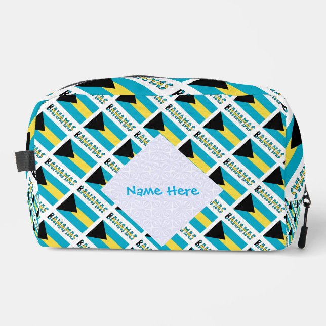 Bahamas Bahamian Flag Tiled Blue Personalization Dopp Kit (Front)