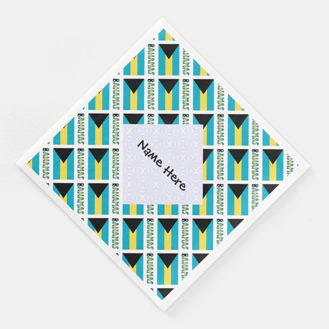 Bahamas Bahamian Flag Tiled Personalized Name  Paper Dinner Napkins (Corner)