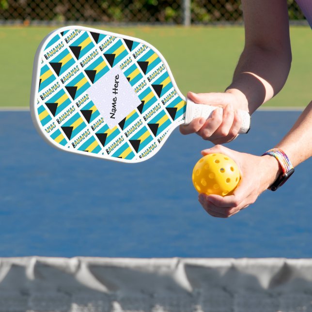 Bahamas Bahamian Flag Tiled Pickleball Paddle (Insitu)