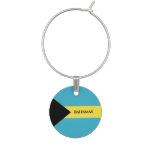 Bahamas Bahamian Flag Wine Charm Travel Charm