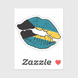 Bahamas Bahamian Lipstick Love Flag Sticker