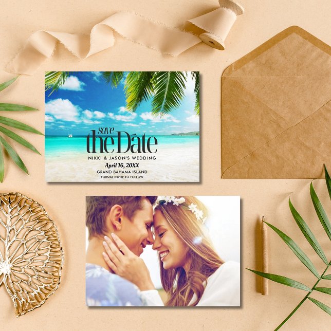Bahamas Beach Destination Wedding Save The Date (Bahamas Beach Destination Wedding Save The Date)