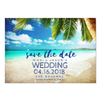 Bahamas Beach Destination Wedding Save the Dates Card