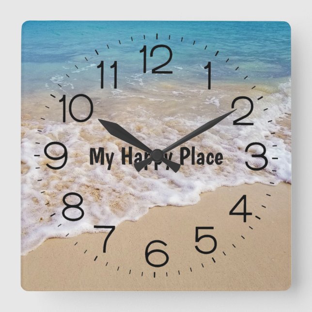 Bahamas Beach Ocean Surf Square Wall Clock (Front)