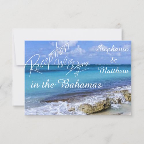 BAHAMAS BEACH SHORE Wedding Reception Card