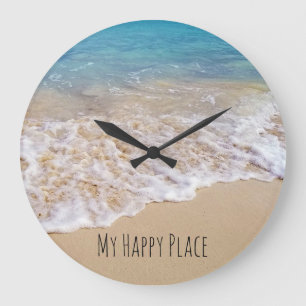 Bahamas beach with ocean surf large clock