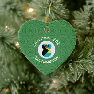 Bahamas Black Angel Christmas Flag Personalized Ceramic Ornament