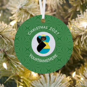 Bahamas Black Angel Christmas Flag Personalized  Metal Ornament