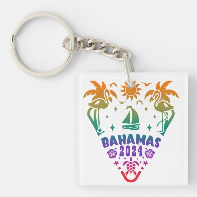 Bahamas Bliss: A Tropical Escape to Island Paradis Keychain (Front)