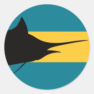 Bahamas Blue marlin Bahamian National Animal Flag Classic Round Sticker