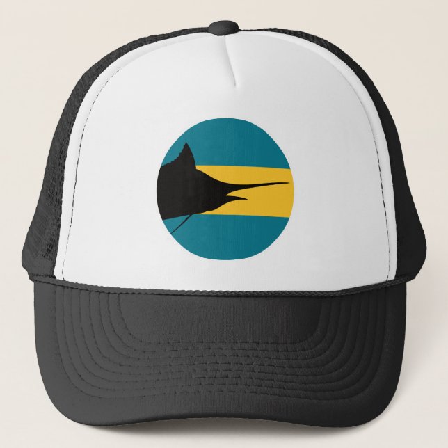 Bahamas Blue marlin Bahamian National Animal Flag Trucker Hat (Front)