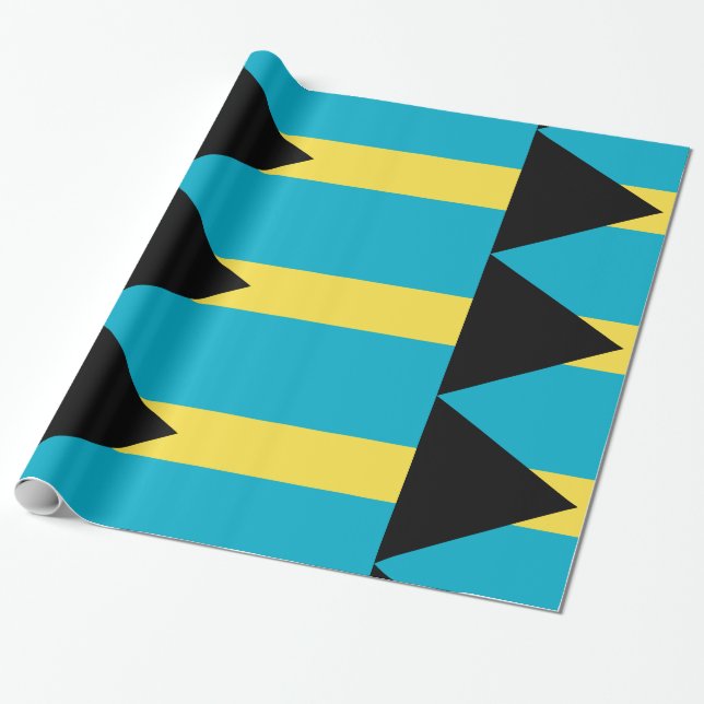 Bahamas Blue Yellow Wrapping Paper (Unrolled)