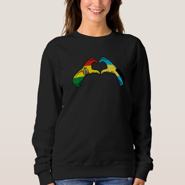 Bahamas Bolivia Flag Bahamians Bolivian Heart  1 Sweatshirt (Front)