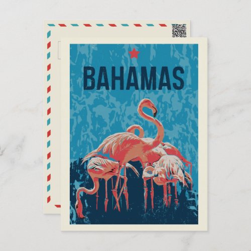 Bahamas Caribbean Pink Flamingos Postcard