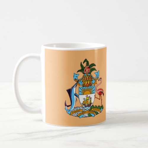 Bahamas Coat of Arms _ Marlin Flamingo Conch Coffee Mug