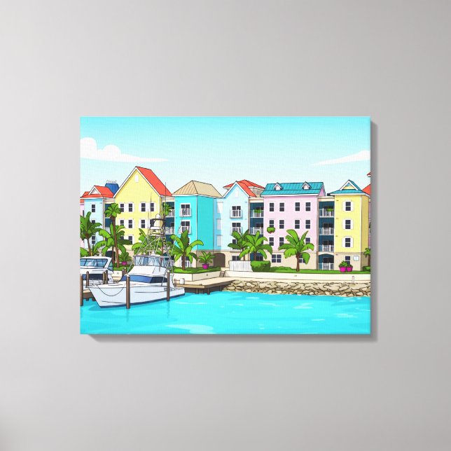 Bahamas colourful houses canvas print (Front)
