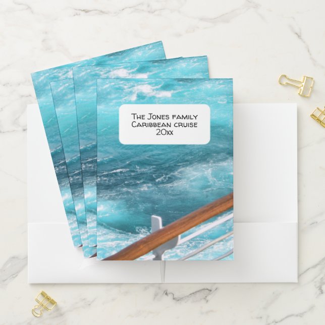 Bahamas Cruise - Turquoise Wake Abstract Photo  Pocket Folder (In Situ)