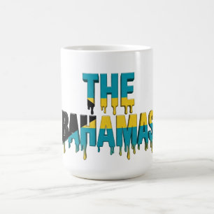 Bahamas  Drip Text   Caribbean Flag Design   Fan Coffee Mug