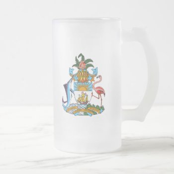 Bahamas Emblem Frosted Glass Beer Mug by flagart at Zazzle