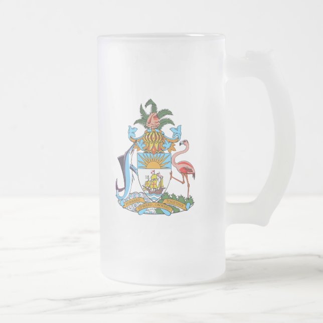 bahamas emblem frosted glass beer mug (Right)
