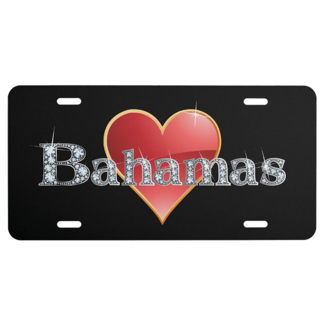Bahamas Faux-"Diamond" Bling License Plate (Front)