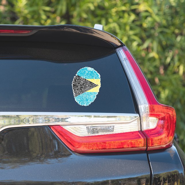 Bahamas Fingerprint Flag Sticker (Car Side)