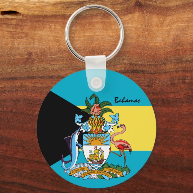 Bahamas Flag & Bahamas holiday, patriots /sports Keychain (Front)