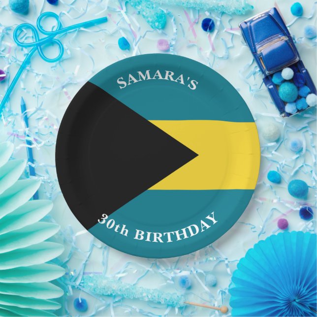 Bahamas Flag Birthday Party Paper Plates (Party)
