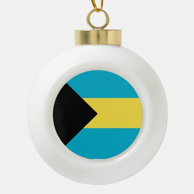 Bahamas Flag Ceramic Ball Christmas Ornament (Front)