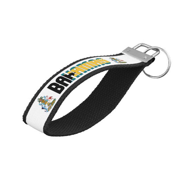 Bahamas Flag Charming Patriotic Wrist Keychain (Angled Up)