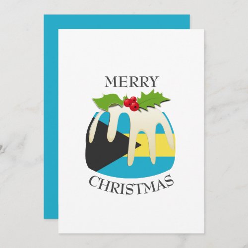 BAHAMAS FLAG  Christmas Pudding  Festive Holiday Card