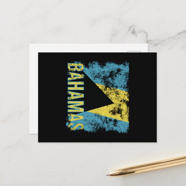 Bahamas Flag Distressed Postcard (Front/Back In Situ)