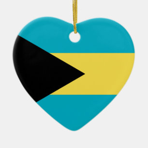 Bahamas Flag Heart Ceramic Ornament