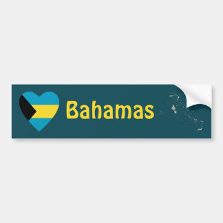 Bahamas Flag Heart + Map Bumper Sticker