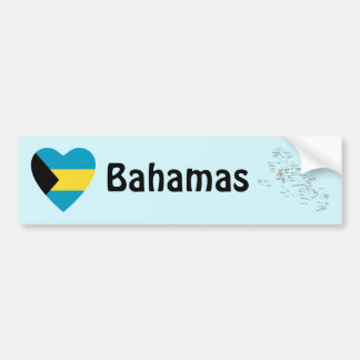 Bahamas Flag Heart + Map Bumper Sticker
