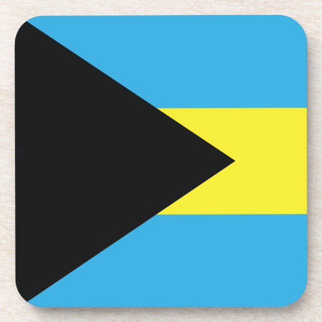 Bahamas Flag in Black, Gold, and Aquamarine Beverage Coaster (Front)