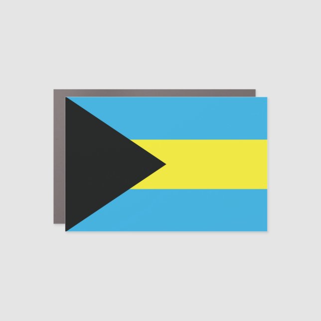Bahamas Flag in Black, Gold, and Aquamarine Car Magnet (Front)