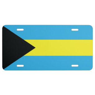 Bahamas Flag in Black, Gold, and Aquamarine License Plate